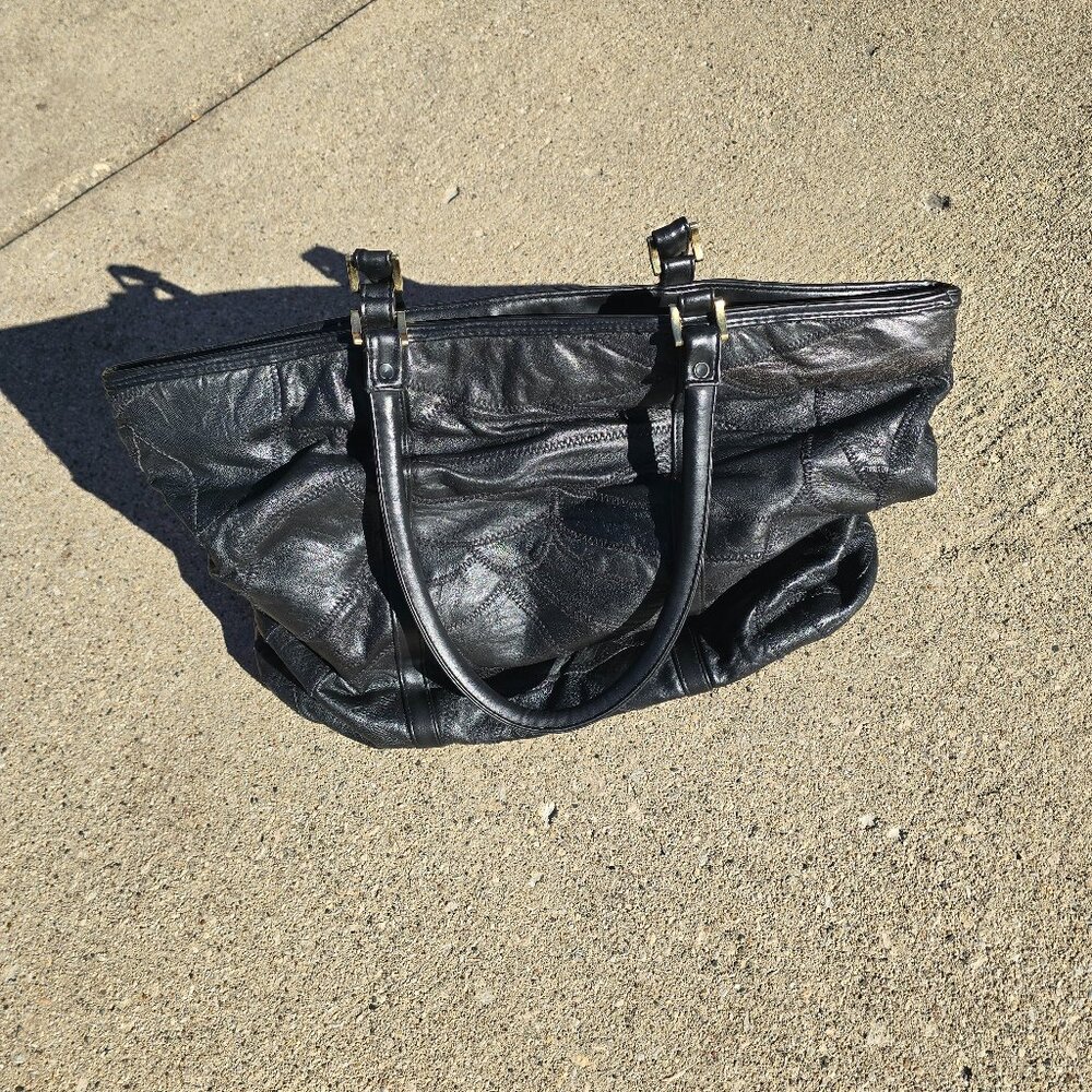 Black leather  patchwork tote